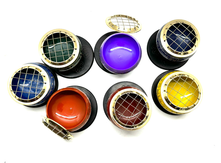 Multi colored brass charcoal burner