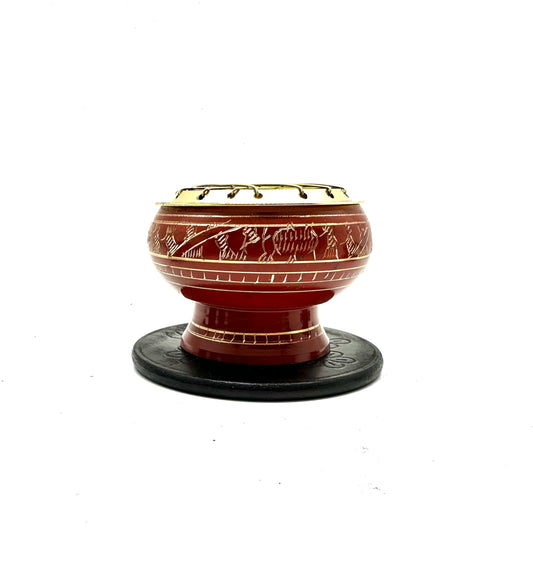 Multi colored brass charcoal burner