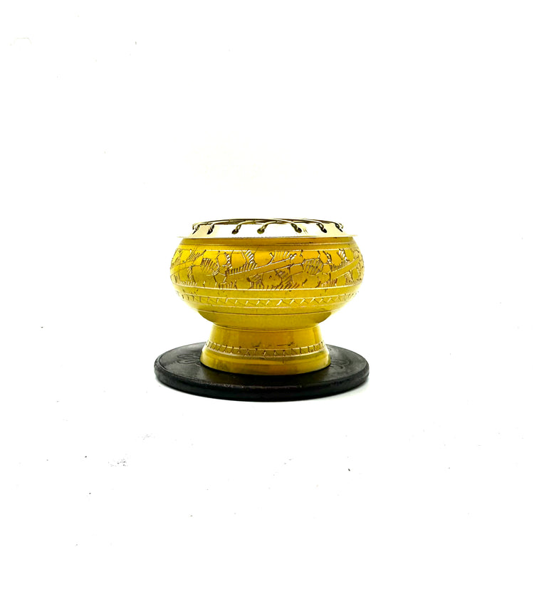 Multi colored brass charcoal burner