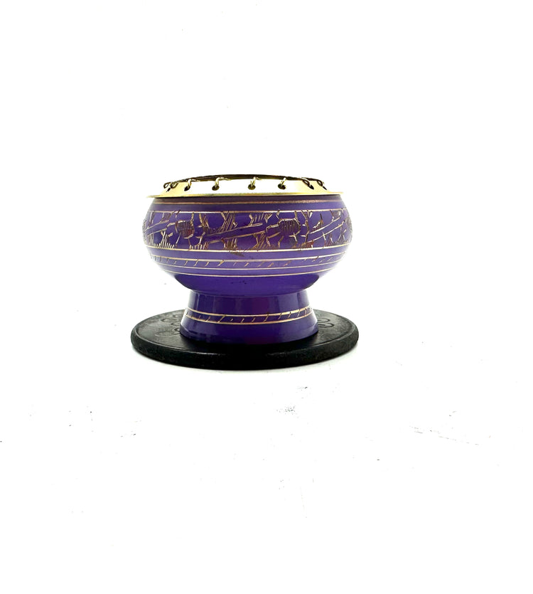 Multi colored brass charcoal burner