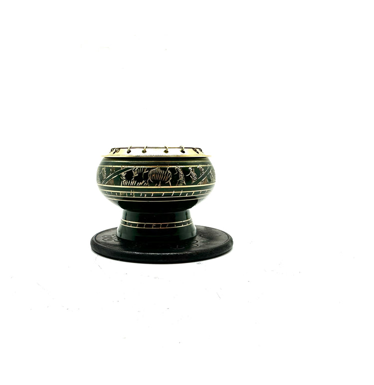 Multi colored brass charcoal burner