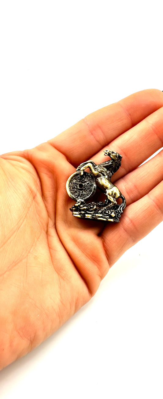 Figurine: Horse on Iching coin mini statue