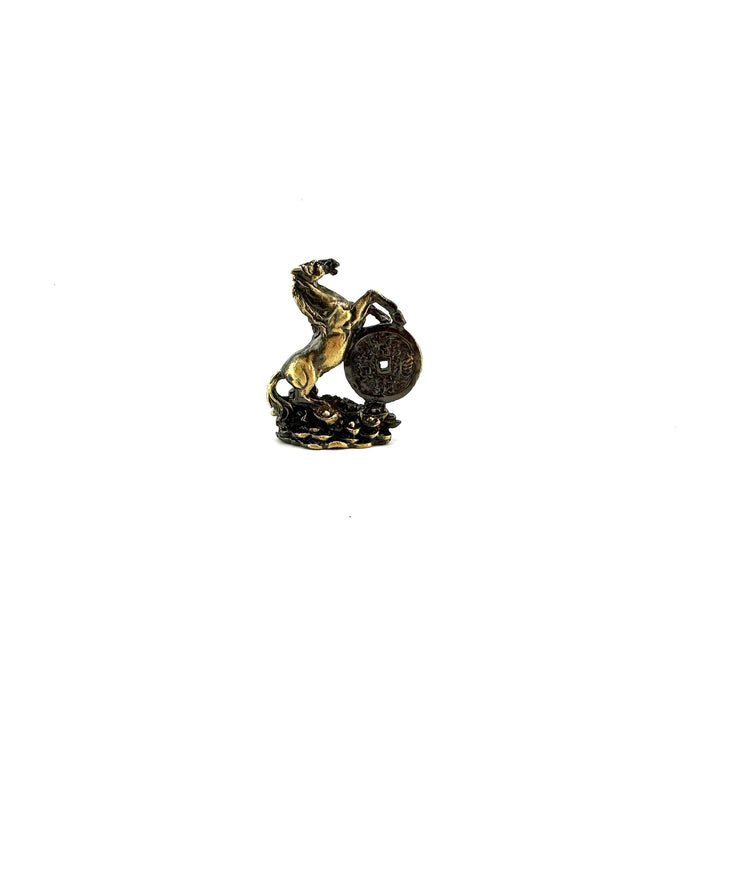Figurine: Horse on Iching coin mini statue