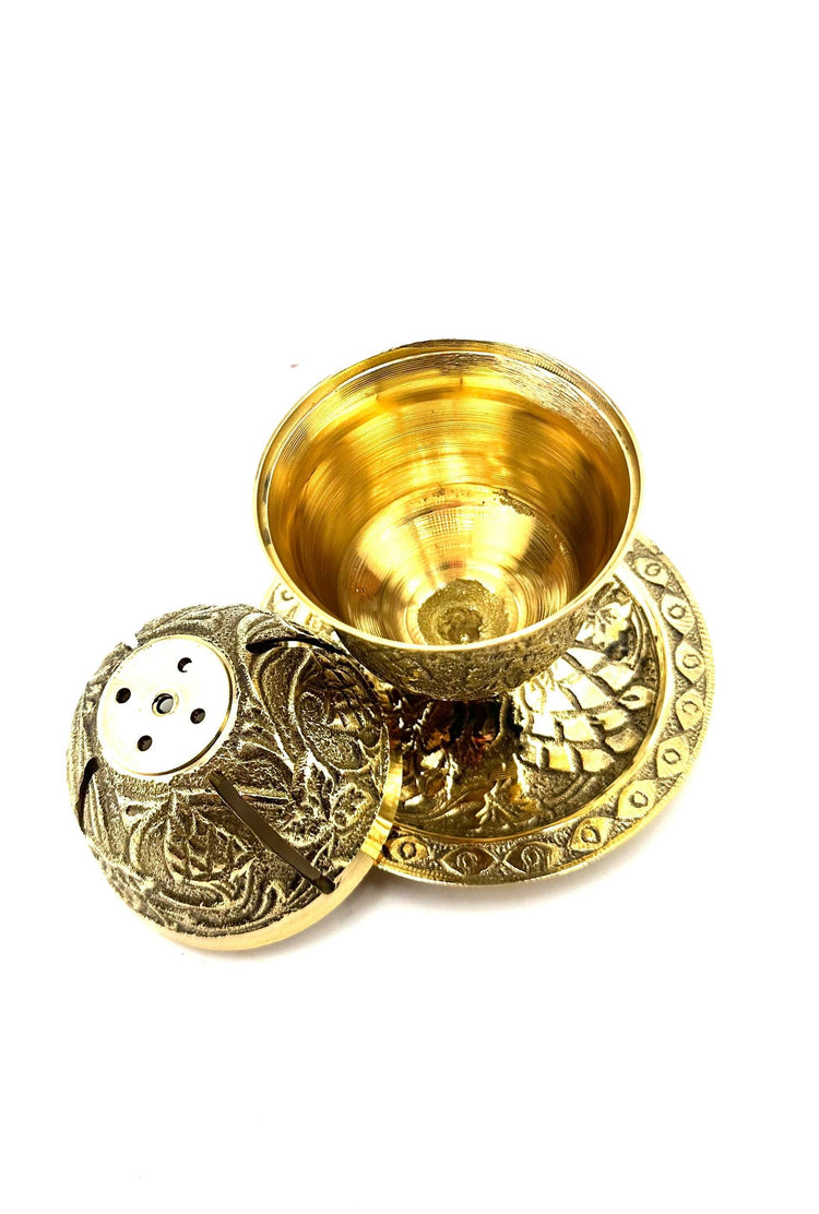 Brass Carved Stick /Cone Burner/ Candle Holder 6"H