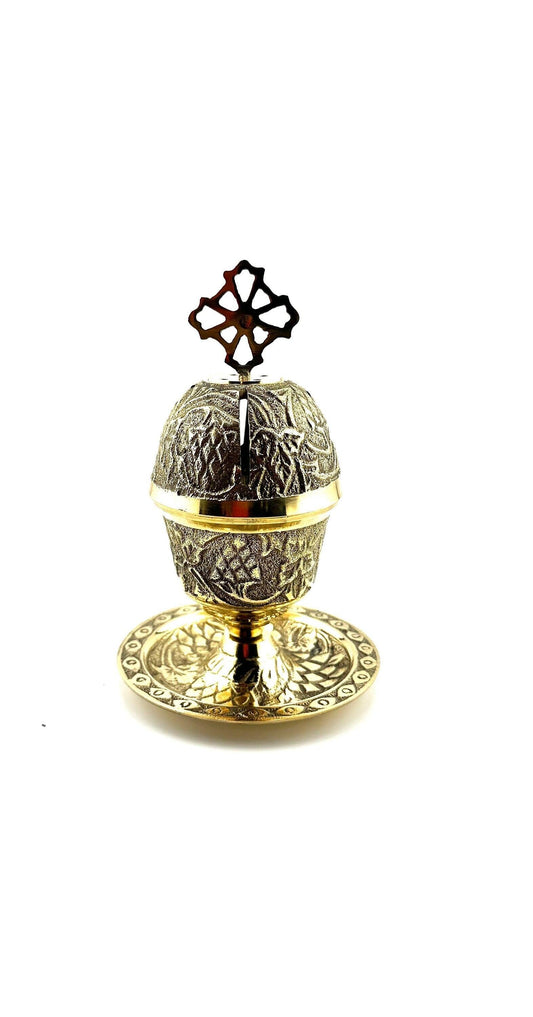 Brass Carved Stick /Cone Burner/ Candle Holder 6"H