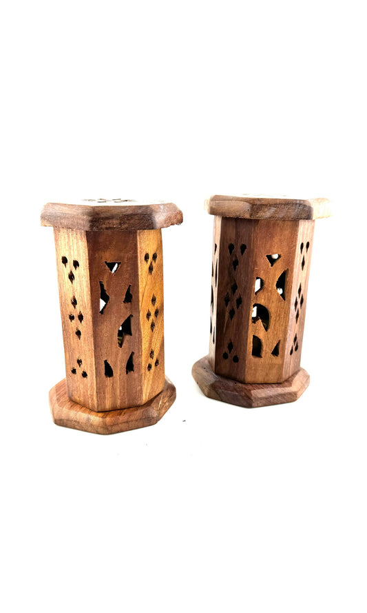Wooden Mini Tower Burner for Cones - 4.5"H