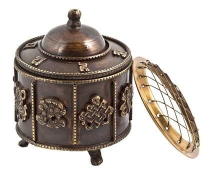 Tibetan burner Tibetan with Screen & Lid Antique