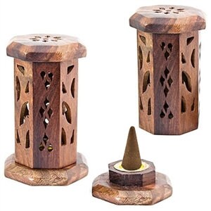 Wooden Mini Tower Burner for Cones - 4.5"H