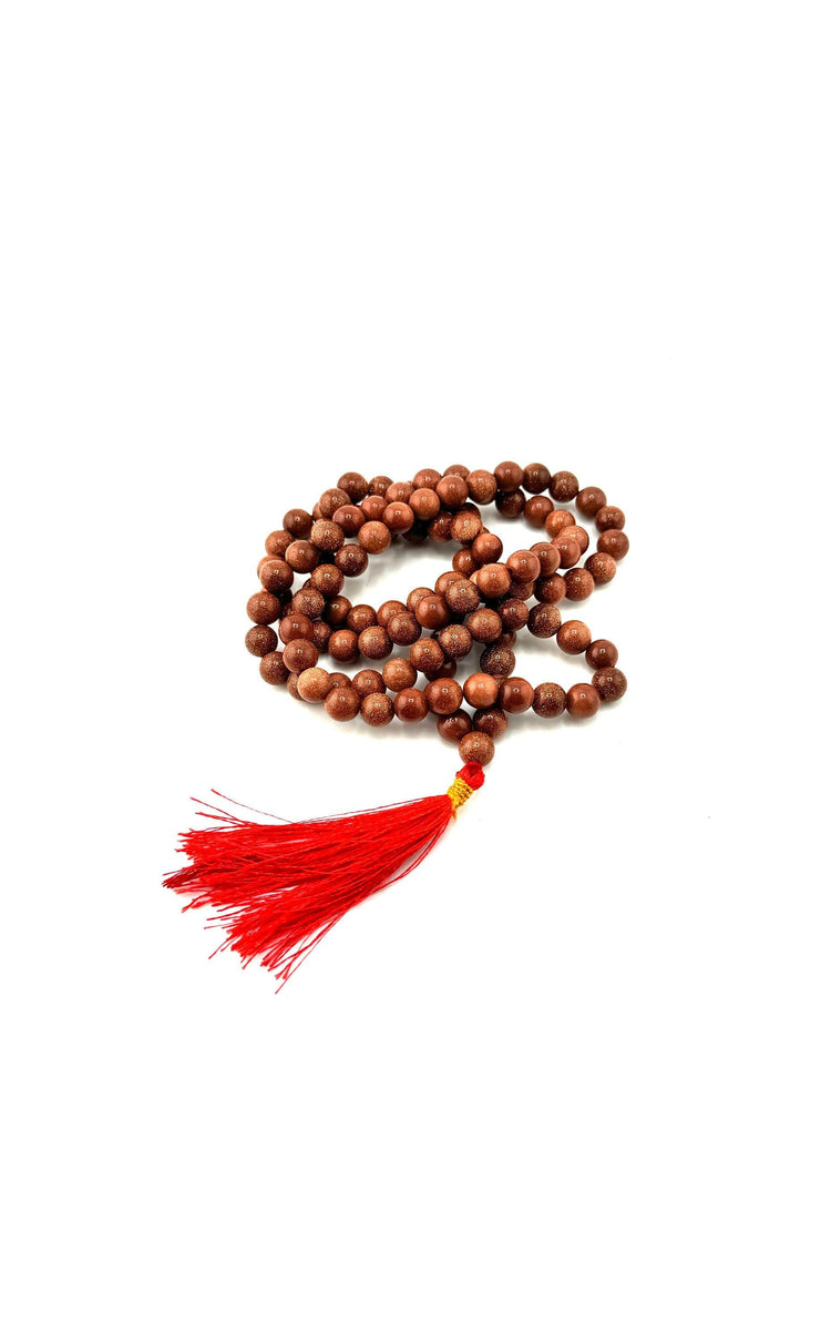 Mala: Red Goldstone Gemstone Necklace/Prayer Mala (108 beads)