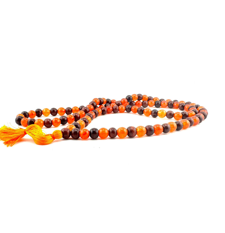 Carnelian & Red Sandalwood Prayer Mala - 8mm