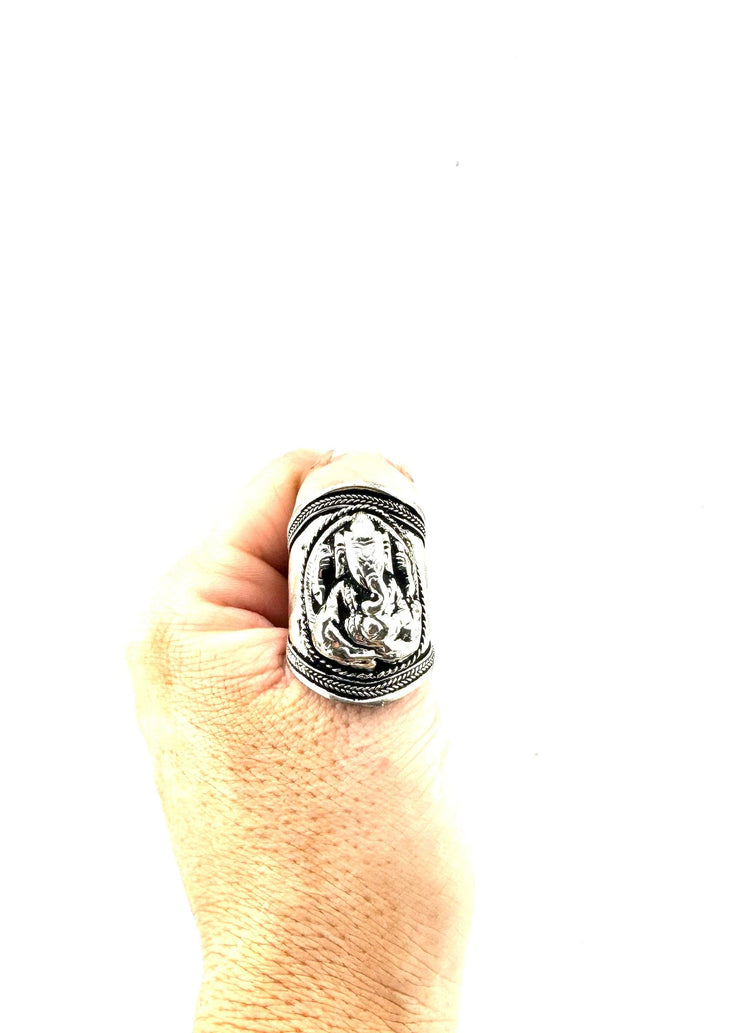 Lord Ganesh Tibetan silver color ring