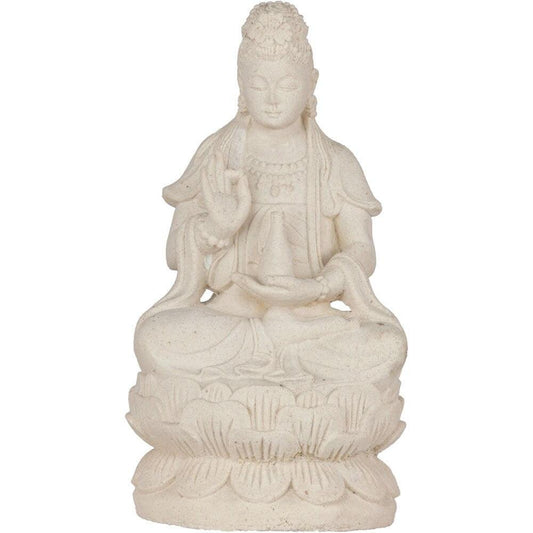 White Kwan Yin Volcanic Stone Statue