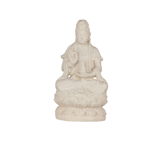 White Kwan Yin Volcanic Stone Statue