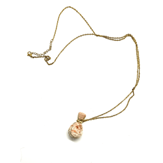 Flower Agate Potion Bottle Necklace