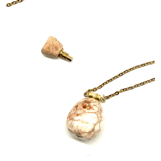 Flower Agate Potion Bottle Necklace