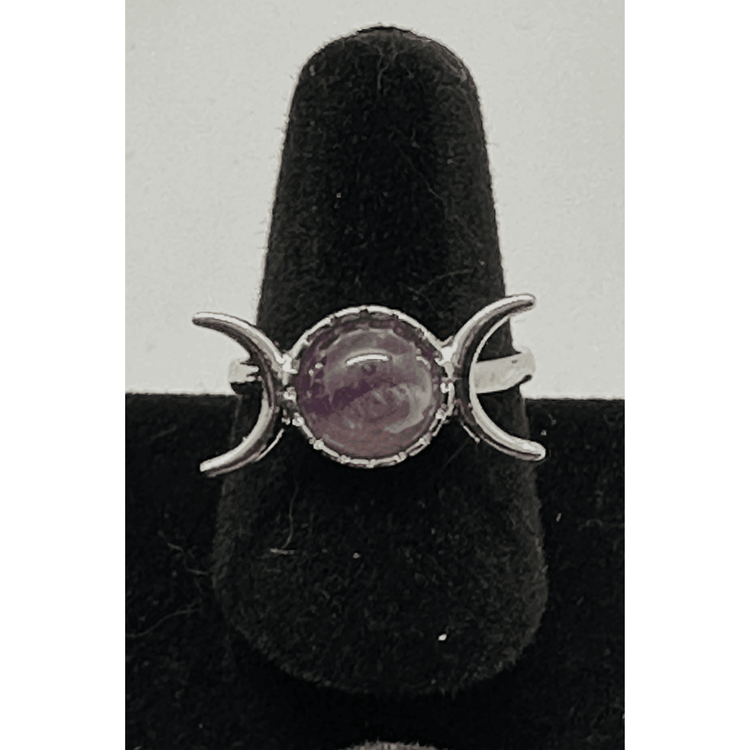 Amethyst Triple Moon Goddess Rings