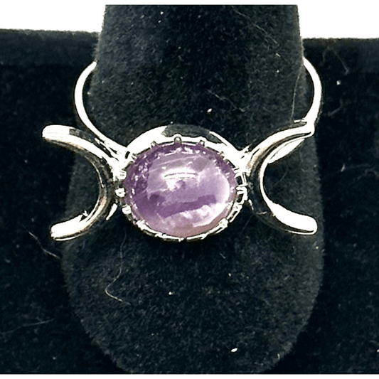Amethyst Triple Moon Goddess Rings