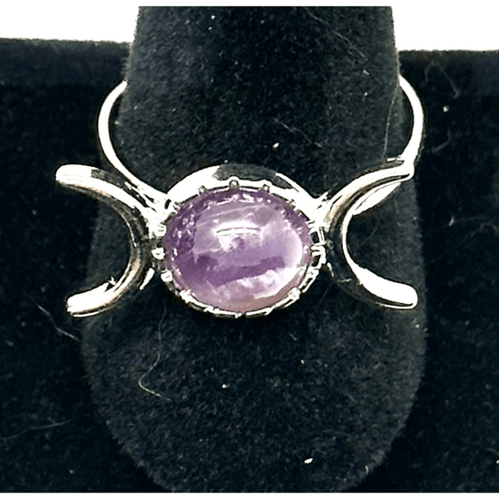 Amethyst Triple Moon Goddess Rings