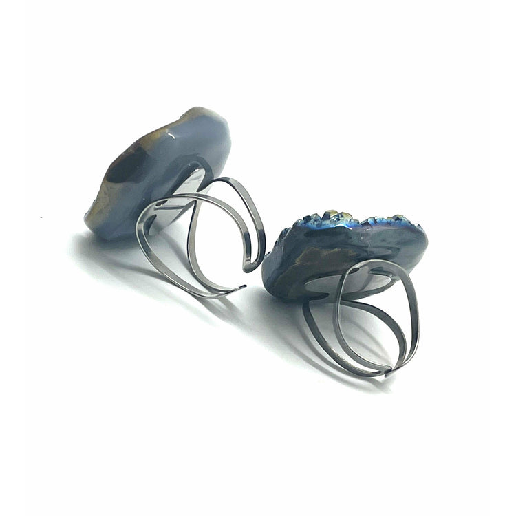 Dim Gray Rings: Large Druzy