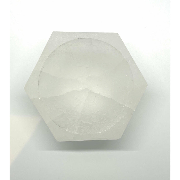 Light Gray Selenite Hexagon Bowl