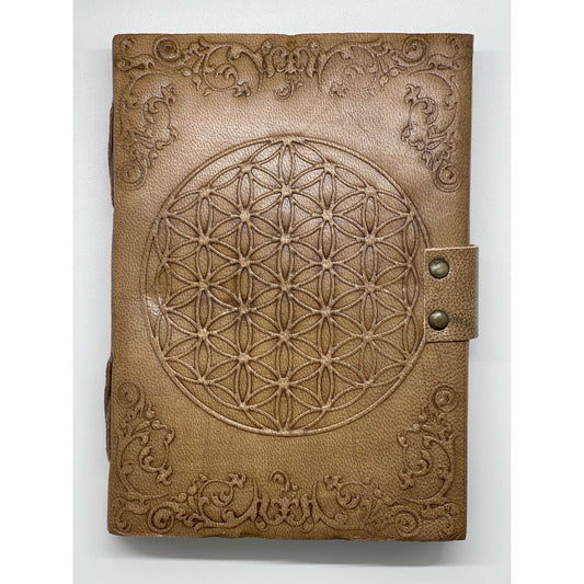 Dim Gray Flower of Life Leather Journal