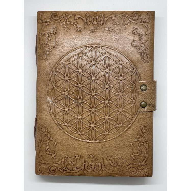 Dim Gray Flower of Life Leather Journal