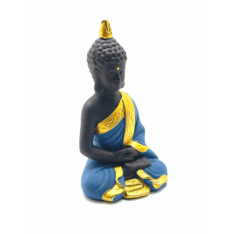 Dark Slate Gray Buddha Figurine: Blue Meditating