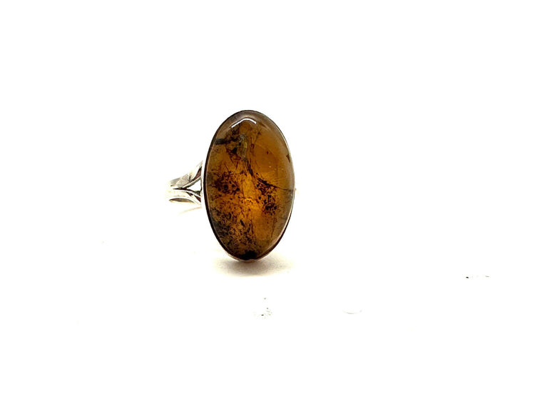 Amber Sterling Silver Ring