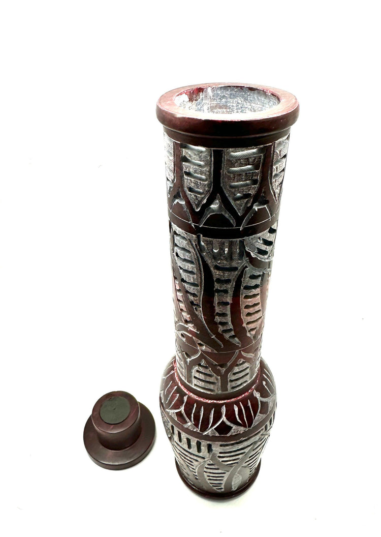 Burner: Hand Carved Standing Red Floral