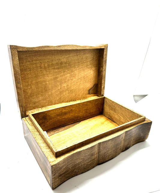 Hand Carved Hamsa Large Wooden Box