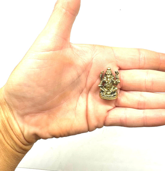 Ganesha (sitting) mini brass figurine