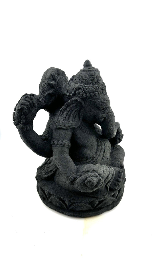 Ganesha Black Volcanic Statue