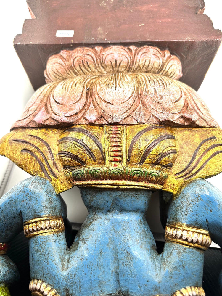 Goddess Laxmi Wooden Statue Antique - 24"H