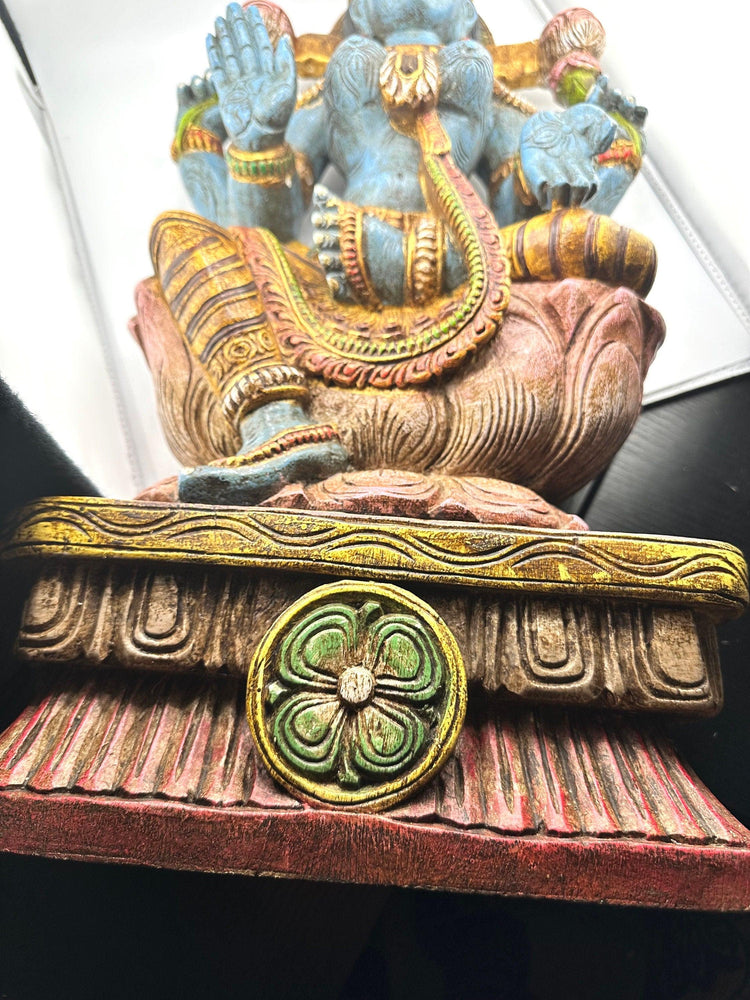 Goddess Laxmi Wooden Statue Antique - 24"H