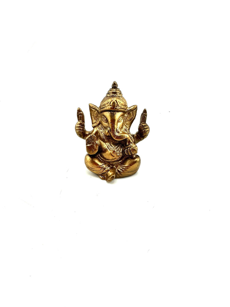 Lord Ganesh Statue 3"H 2.5"W ( Honey Gold Finish)