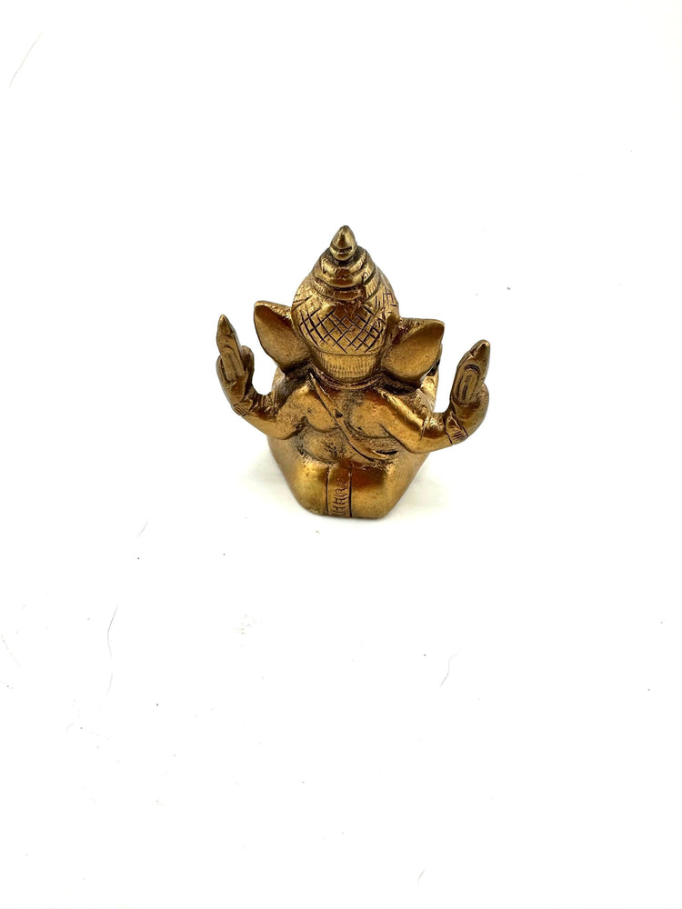 Lord Ganesh Statue 3"H 2.5"W ( Honey Gold Finish)