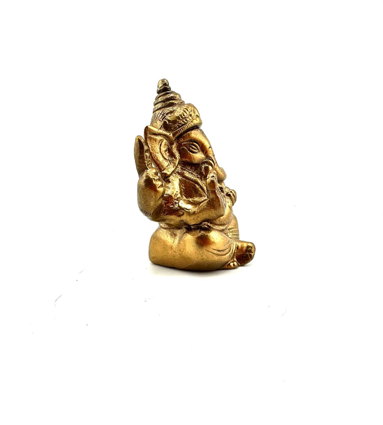 Lord Ganesh Statue 3"H 2.5"W ( Honey Gold Finish)