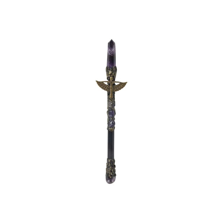 Magick Wand - Amethyst Point w/ Gold Isis