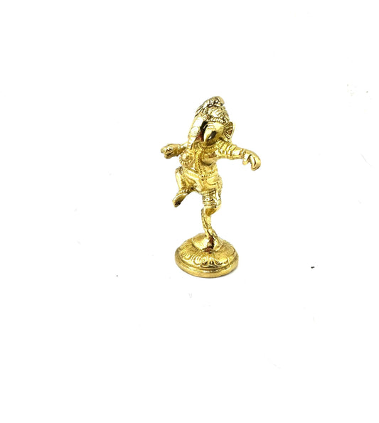 Dancing Ganesh 3"H Solid Brass