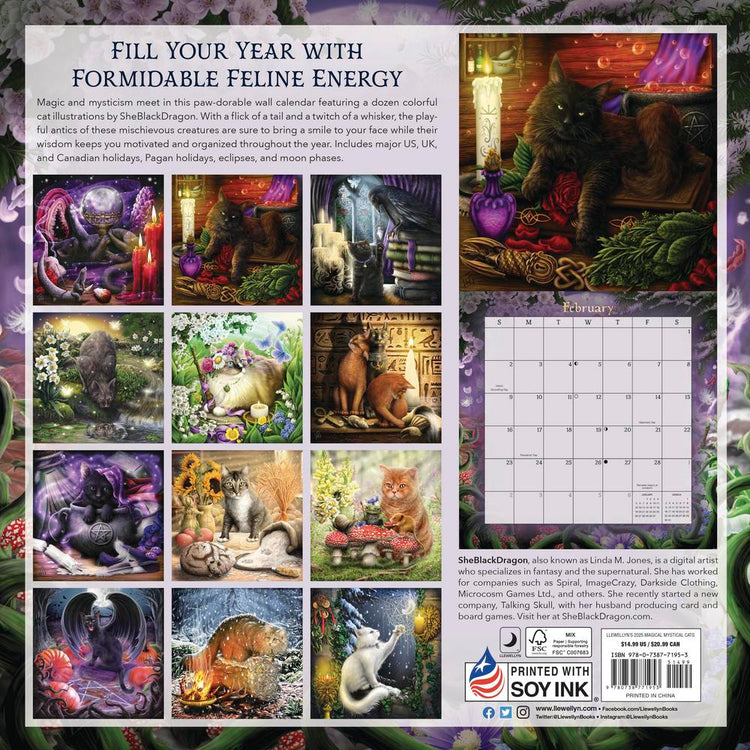 Llewellyn's 2025 Magical Mystical Cats Calendar