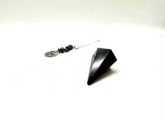 Pendulum: Hexagonal Black Obsidian with pentagram