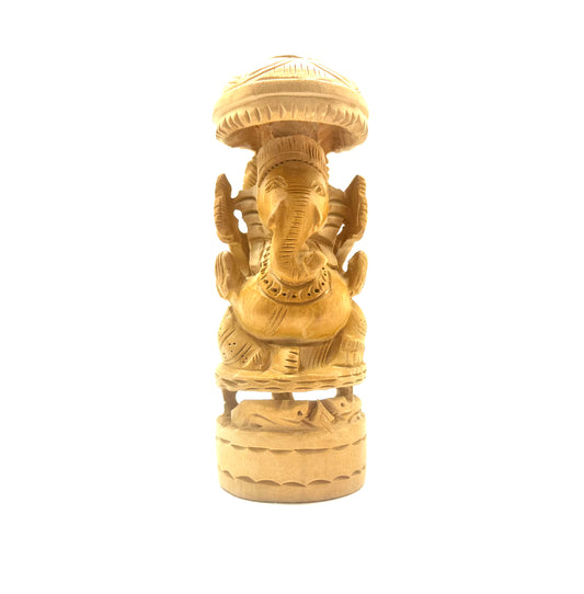 Ganesh Hand Carved Wood Statue