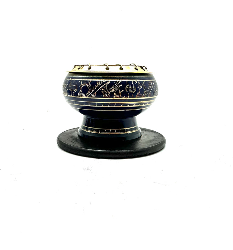 Multi colored brass charcoal burner