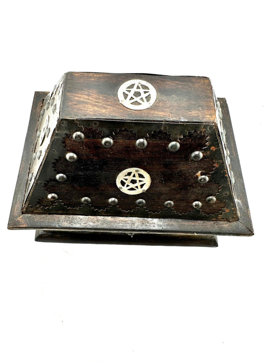 Hand Made Pentacle Inlay Wooden Box