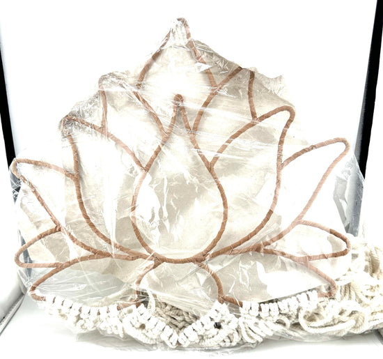 Lotus Metal Wall Hanging w/ Macrame: White