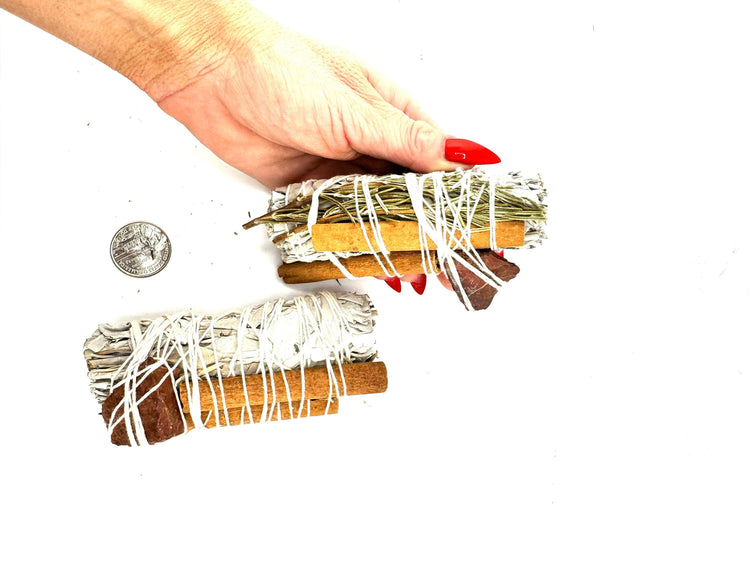 Smudge: white sage-cinnamon-rosemary-red-quartz