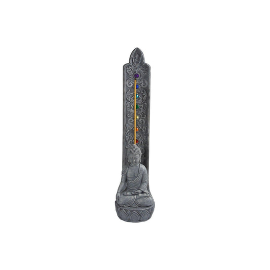 Polyresin Incense Holder - Buddha w/ Chakra Gems