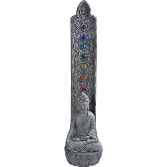 Polyresin Incense Holder - Buddha w/ Chakra Gems