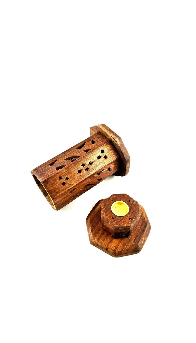 Wooden Mini Tower Burner for Cones - 4.5"H