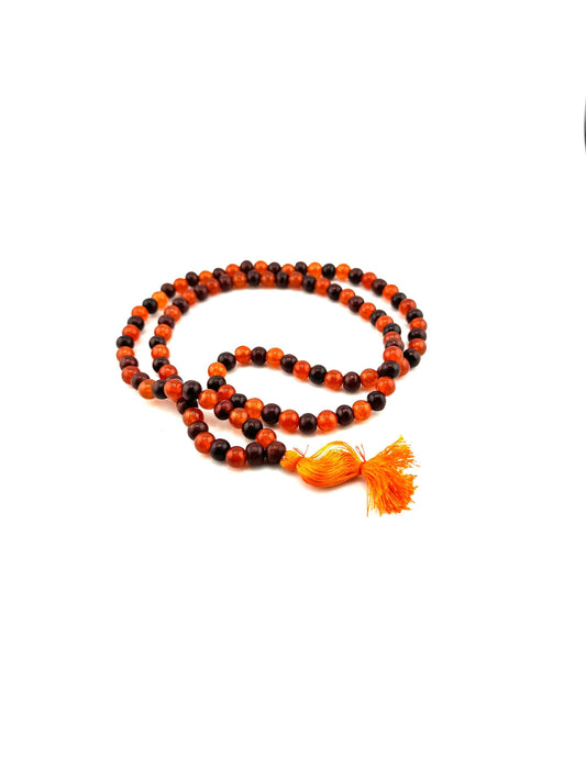 Carnelian & Red Sandalwood Prayer Mala - 8mm